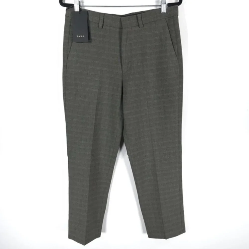 NWT ZARA Plaid Dress‎ Pants with Pockets 0706/451/505 Size 31